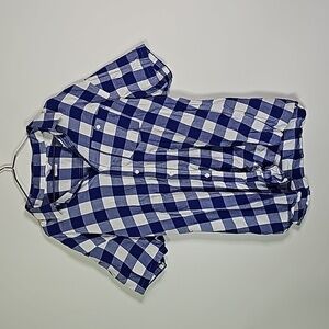 JACK & Jones XXL blue and white plaid button down short sleeve shirt